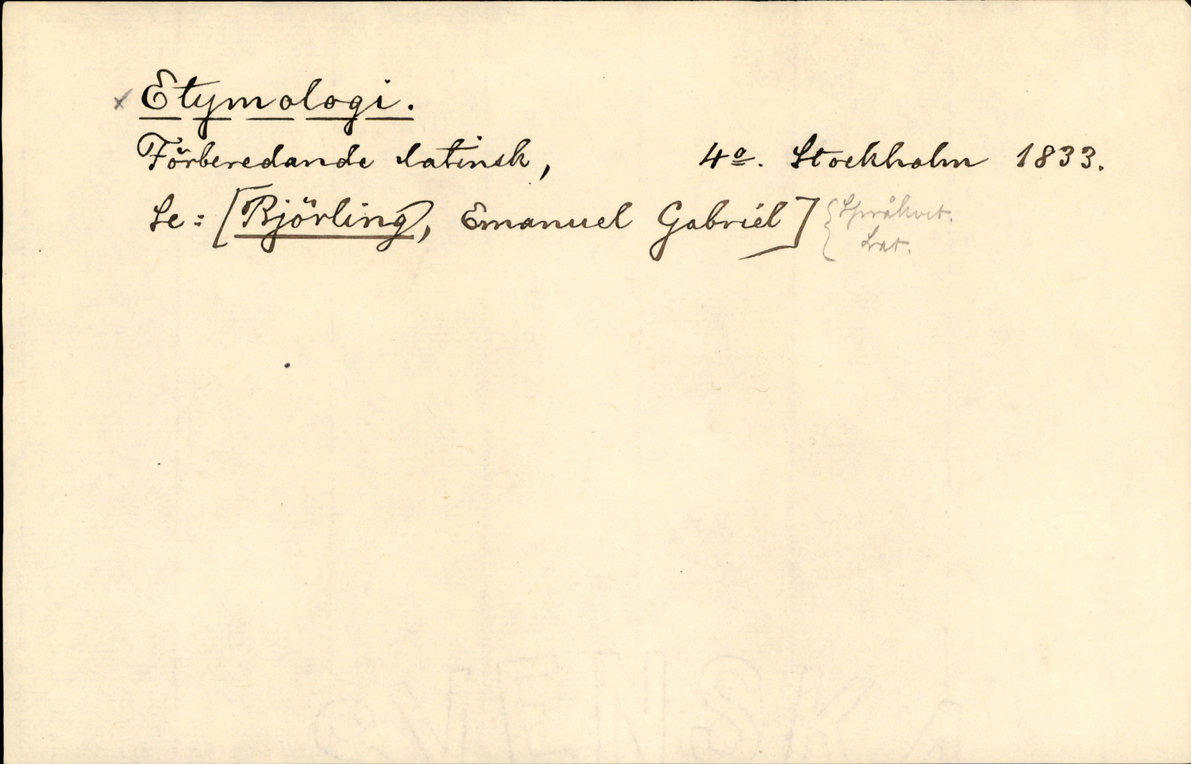 Catalogue Card