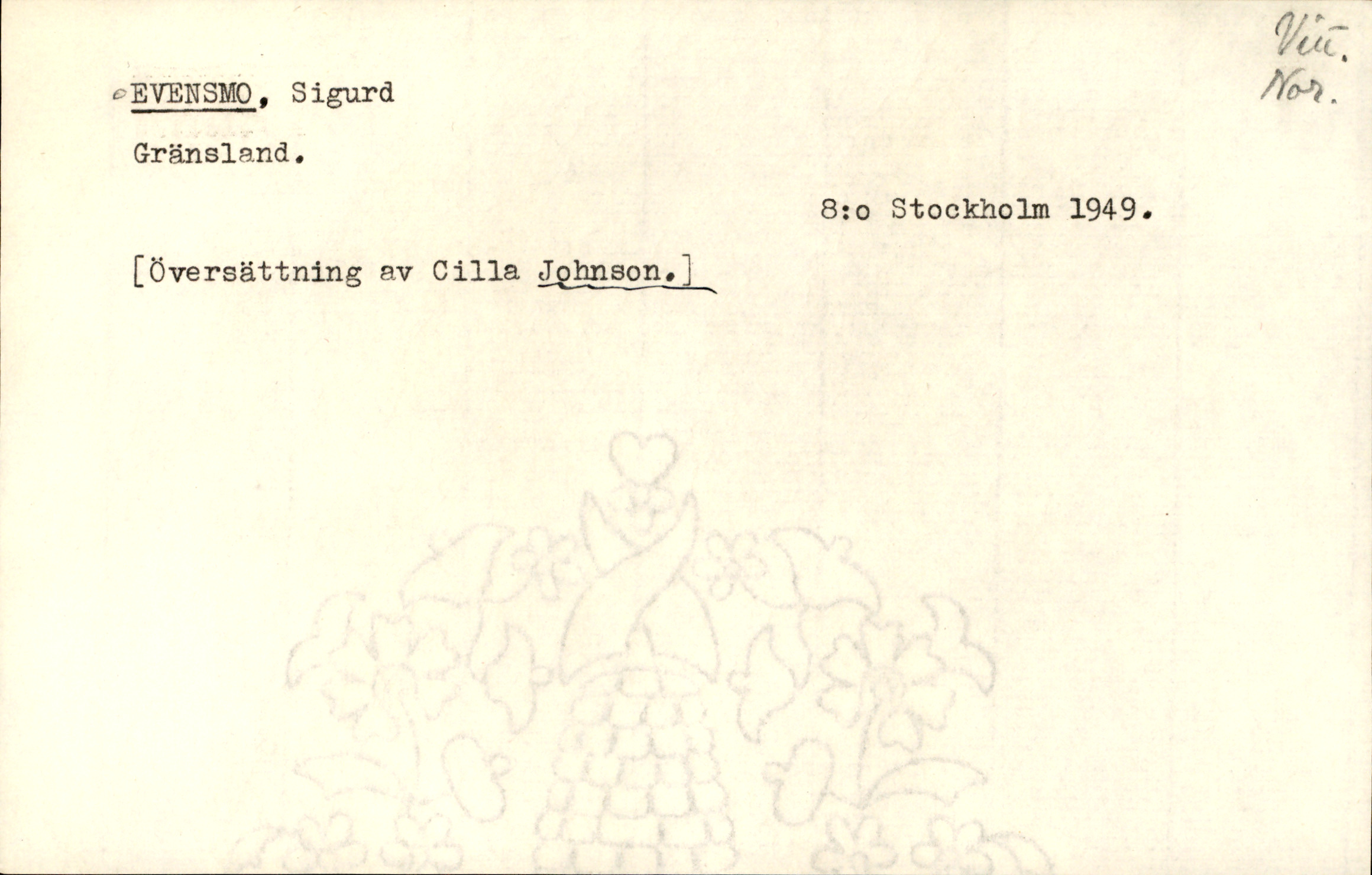 Catalogue Card
