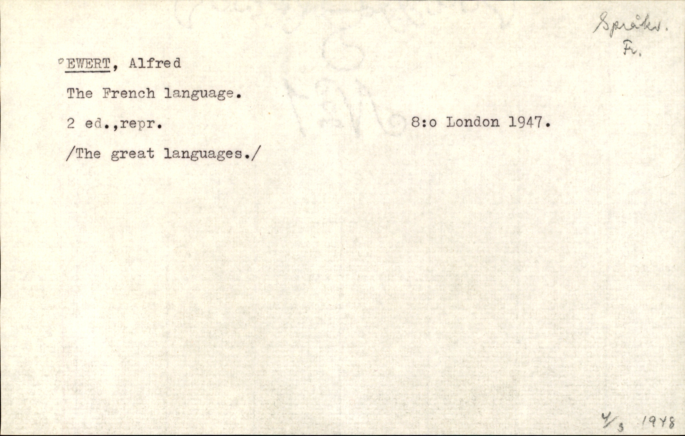 Catalogue Card