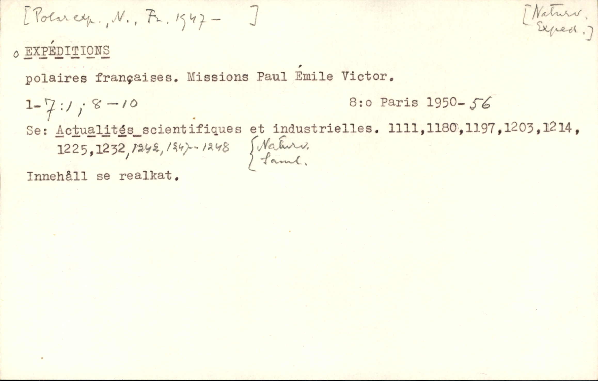 Catalogue Card