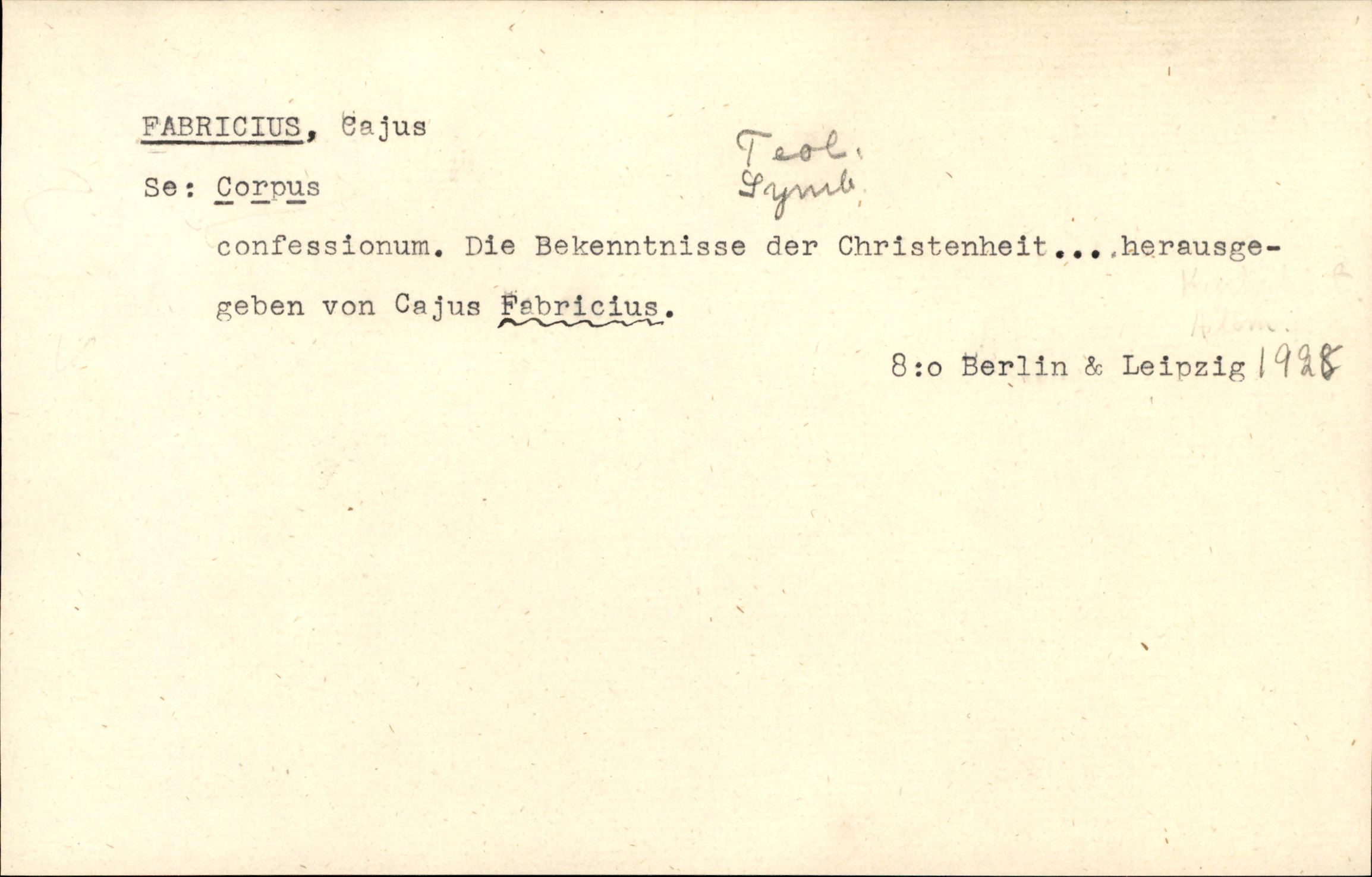 Catalogue Card