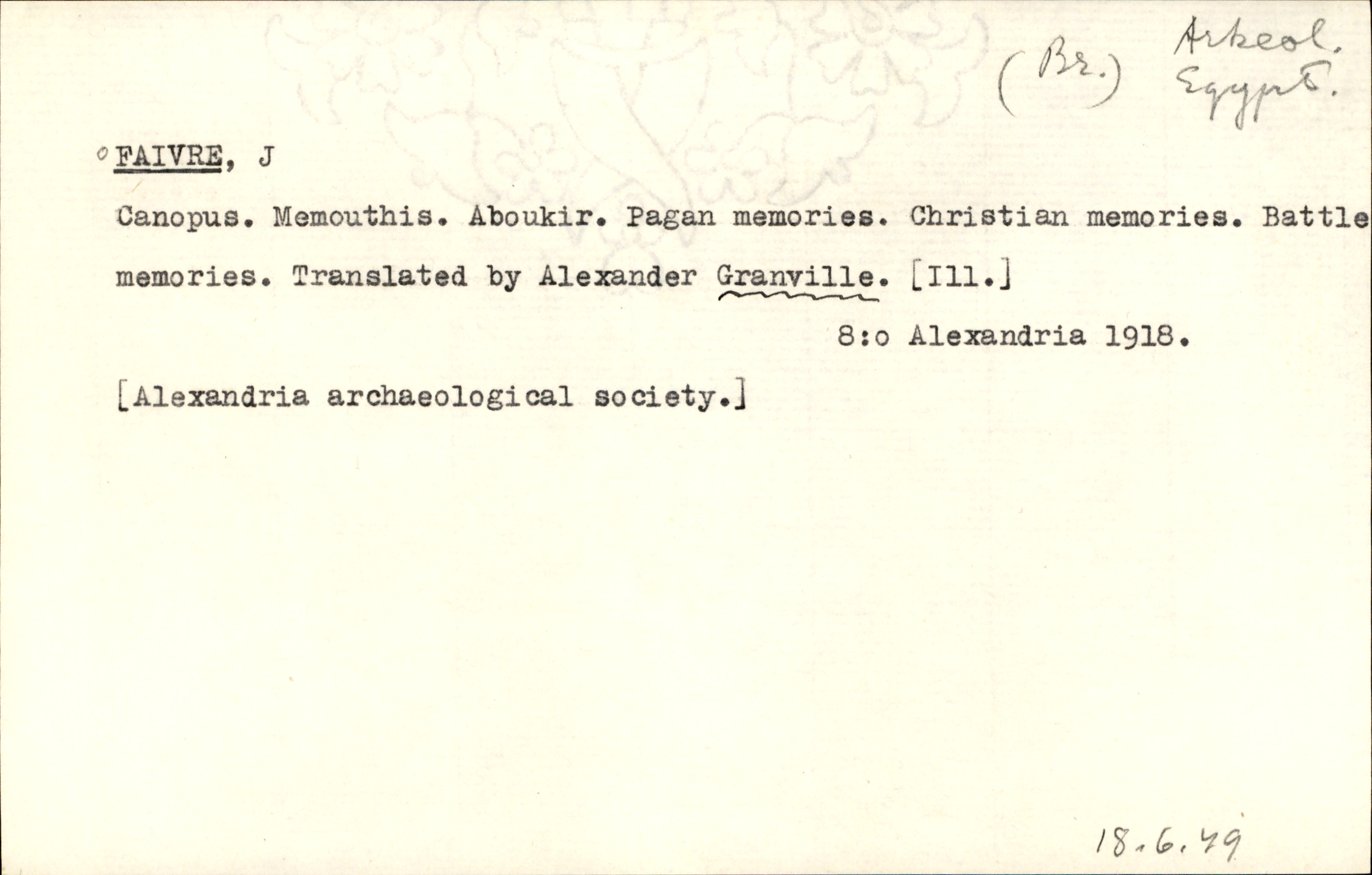 Catalogue Card