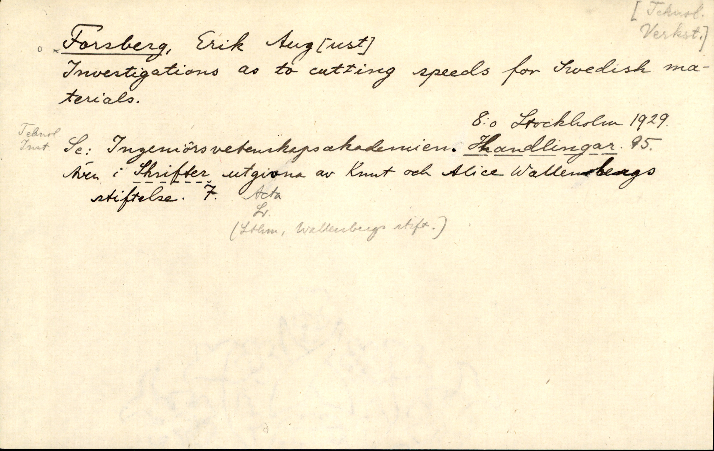 Catalogue Card