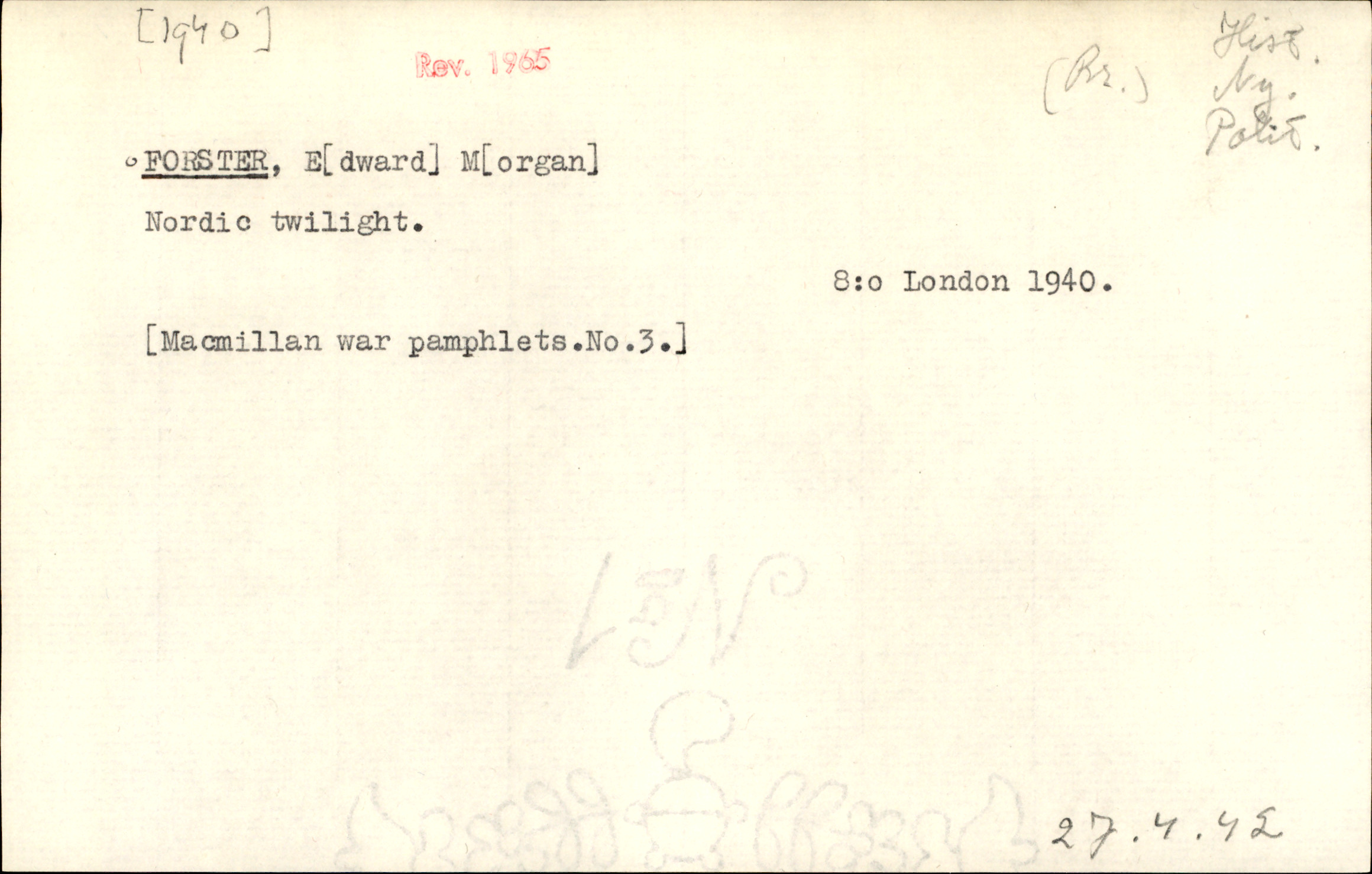Catalogue Card