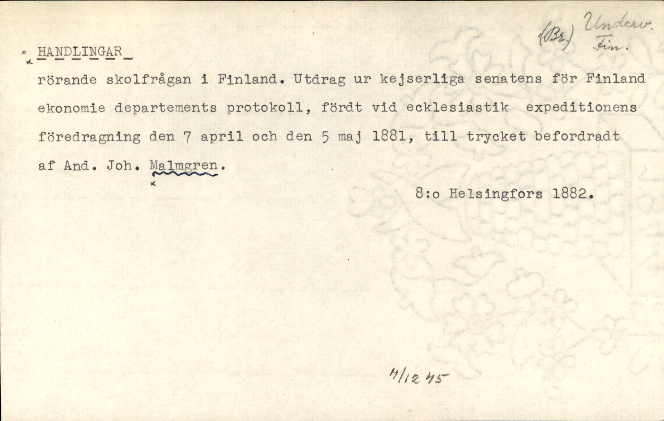 Catalogue Card