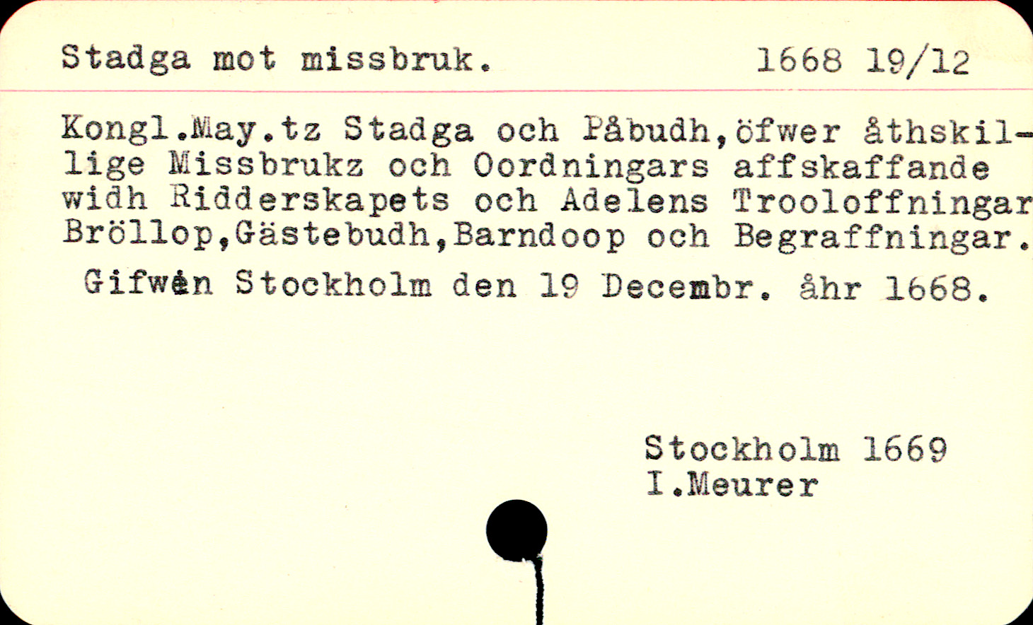Catalogue Card