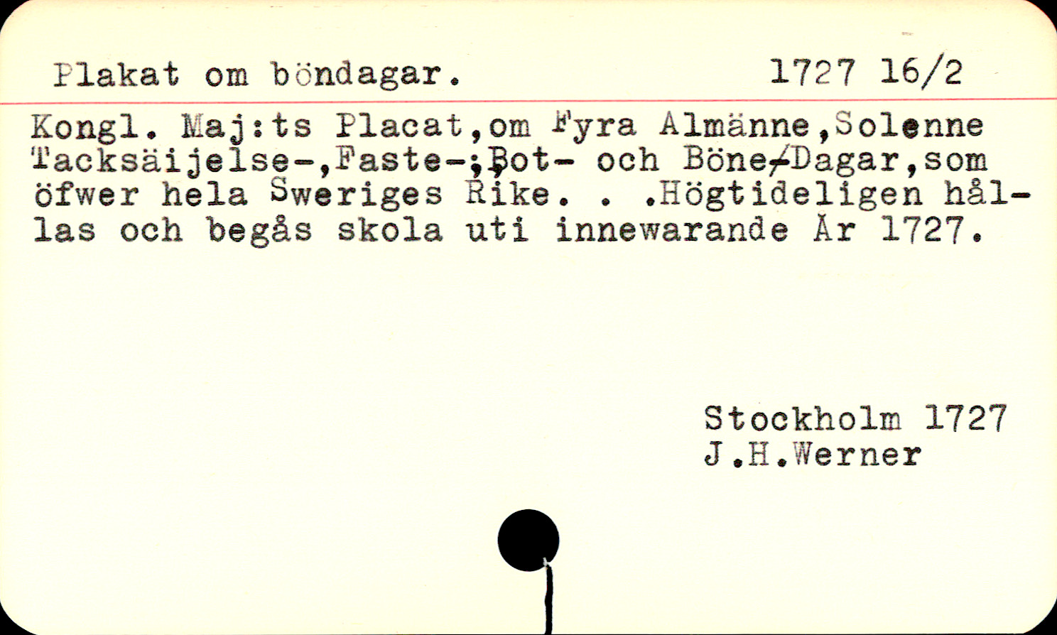 Catalogue Card