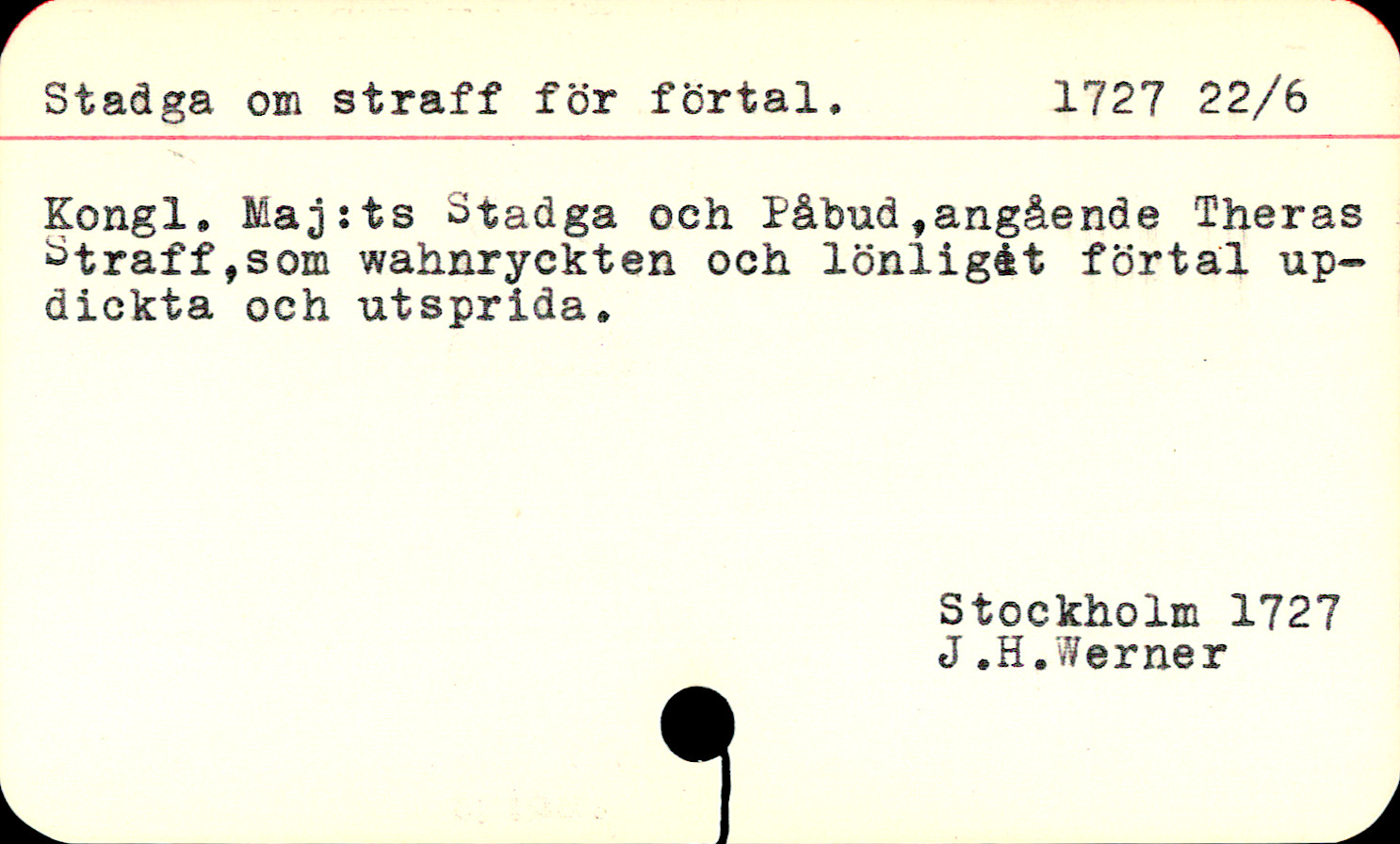 Catalogue Card