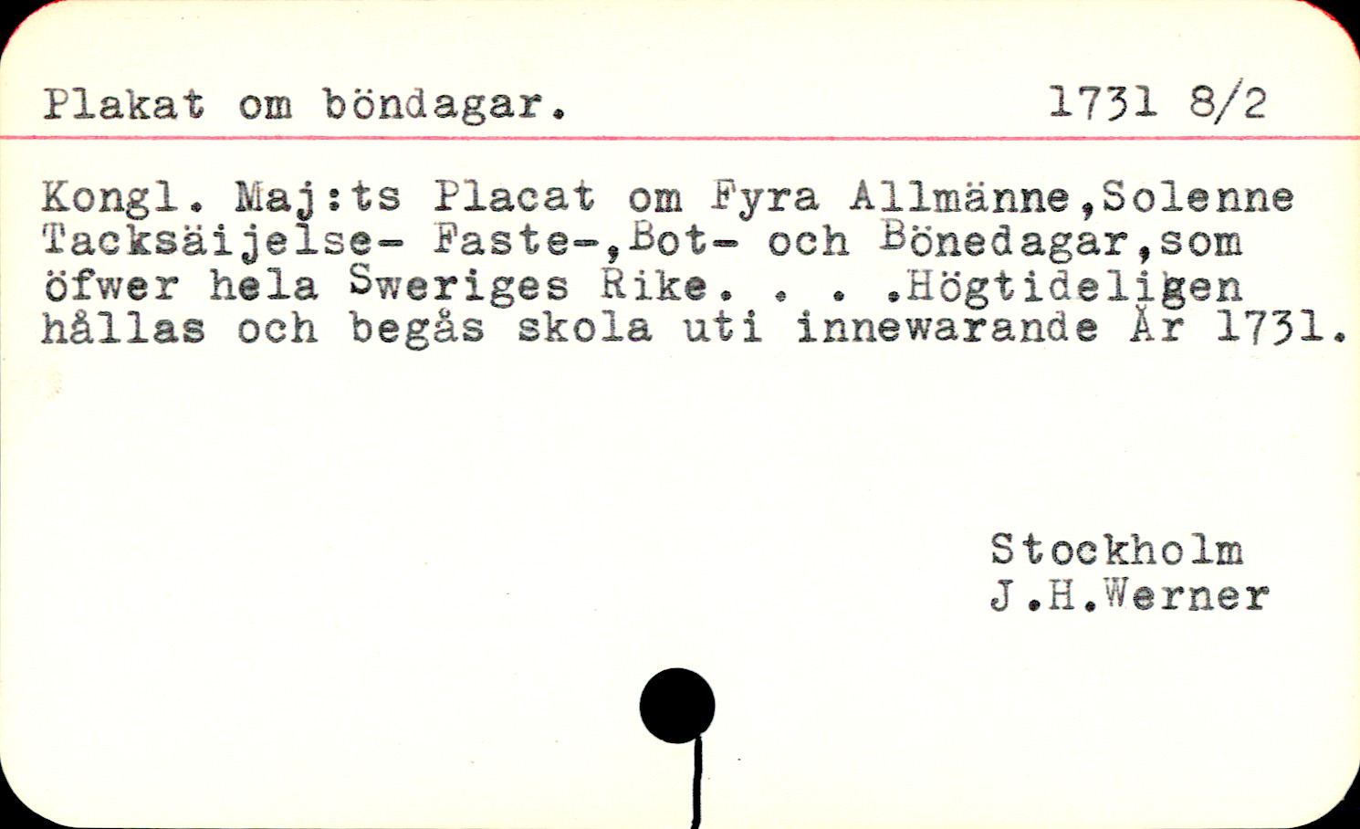 Catalogue Card