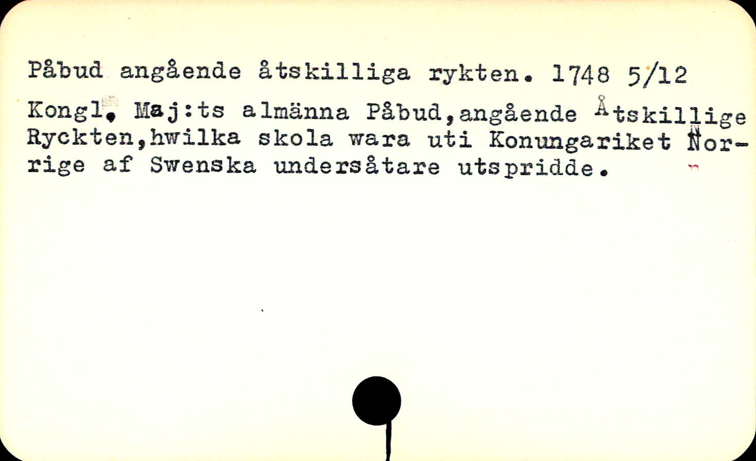 Catalogue Card