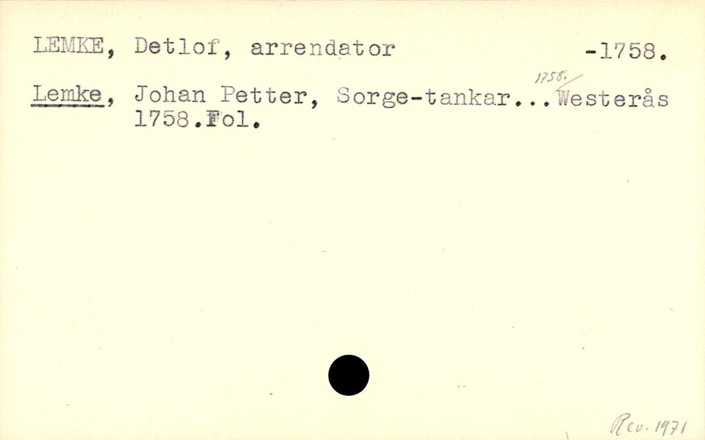 Catalogue Card