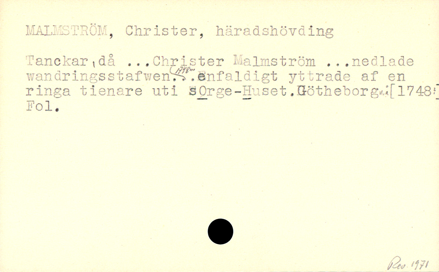 Catalogue Card