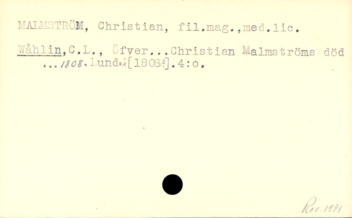 Catalogue Card